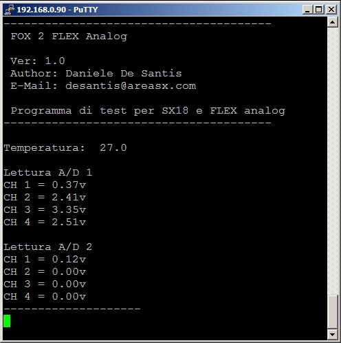 La scheda SX18-FOX e la scheda Flex-Analog collegate