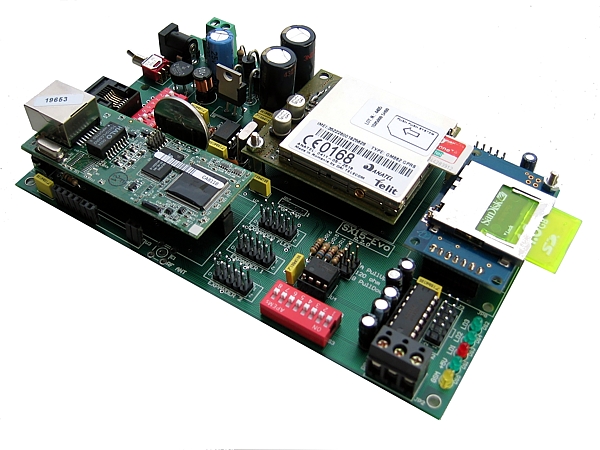 The SX15-Evo complete with microcontroller, GSM modem and MMC/SD interface